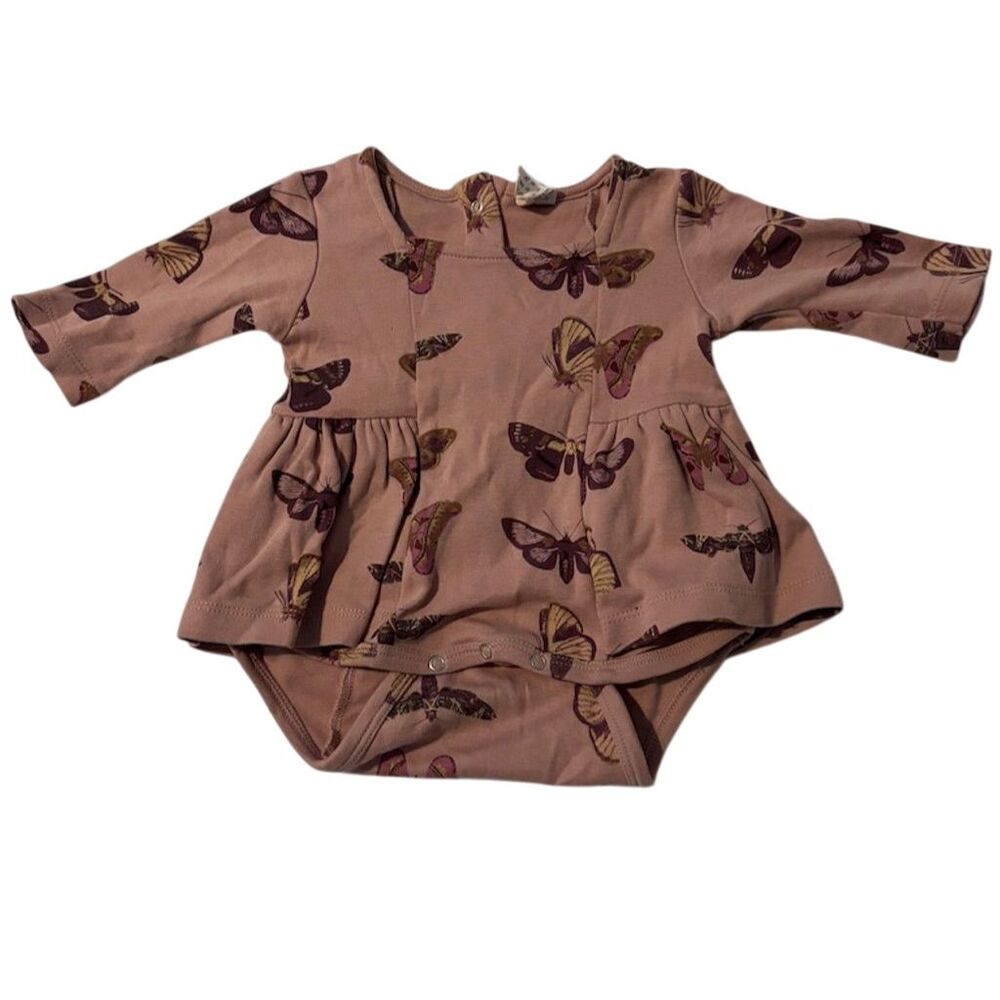 Kate Quinn Girls Bubble Romper Rose Moths 3-6 Months Multicolor